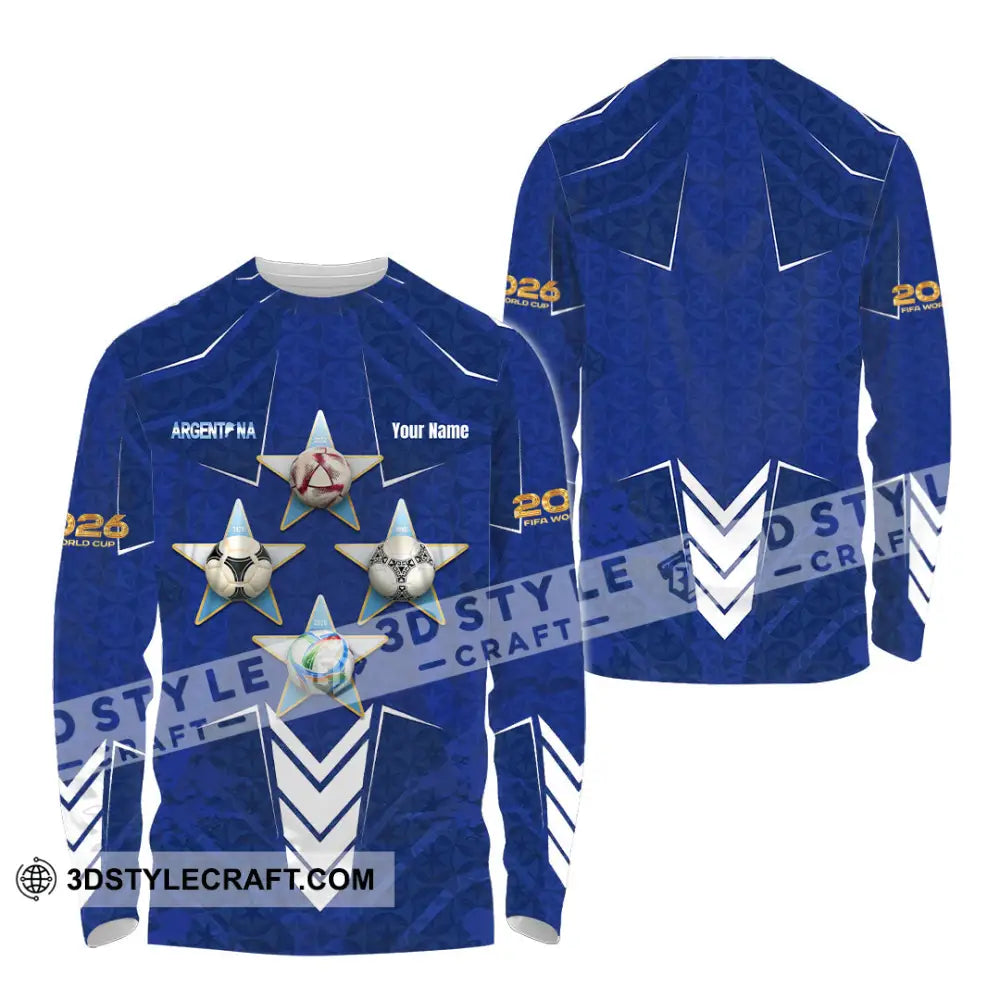 Unisex Shirt - Custom Argentina World Cup 2026 3D Shirt Long Sleeve Shirt / S T-shirt