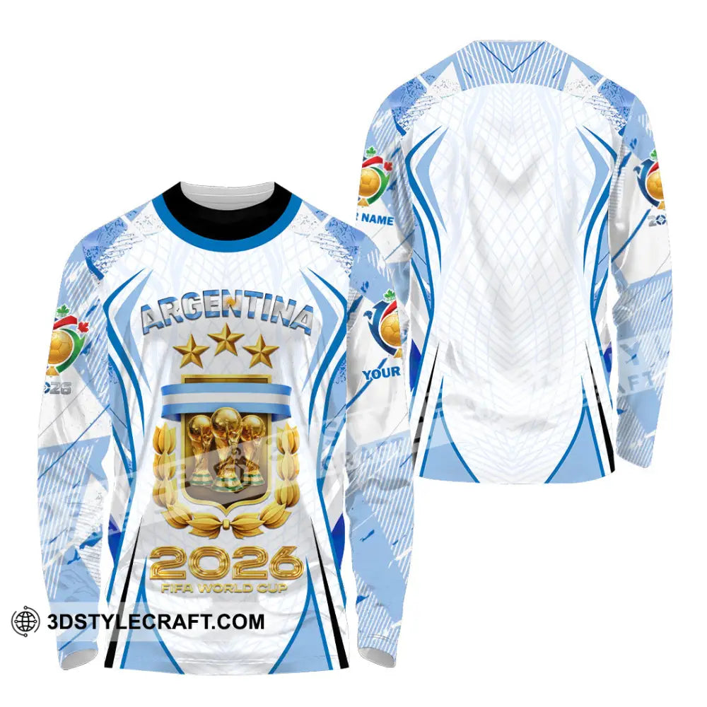 Unisex Shirt - Custom Argentina World Cup 2026 3D Shirt Long Sleeve Shirt / S T-shirt