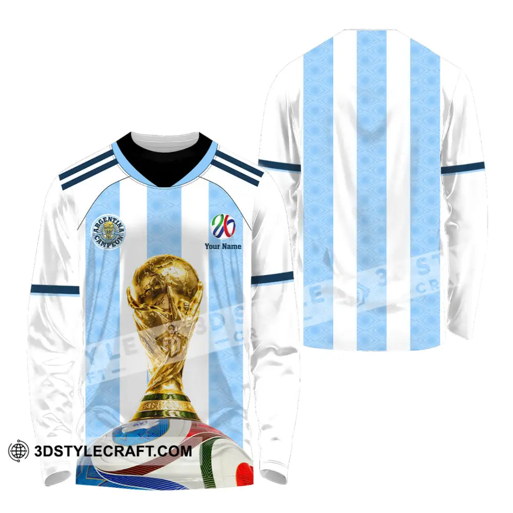 Unisex Shirt - Custom Argentina World Cup 2026 3D Shirt - Long Sleeve Shirt / S - T-shirt