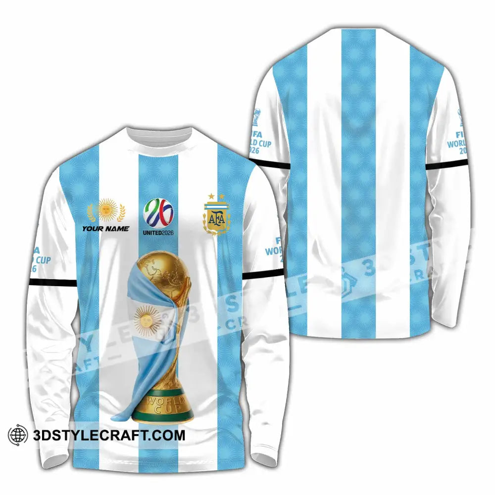 Unisex Shirt - Custom Argentina World Cup 2026 3D Shirt - Long Sleeve Shirt / S - T-shirt