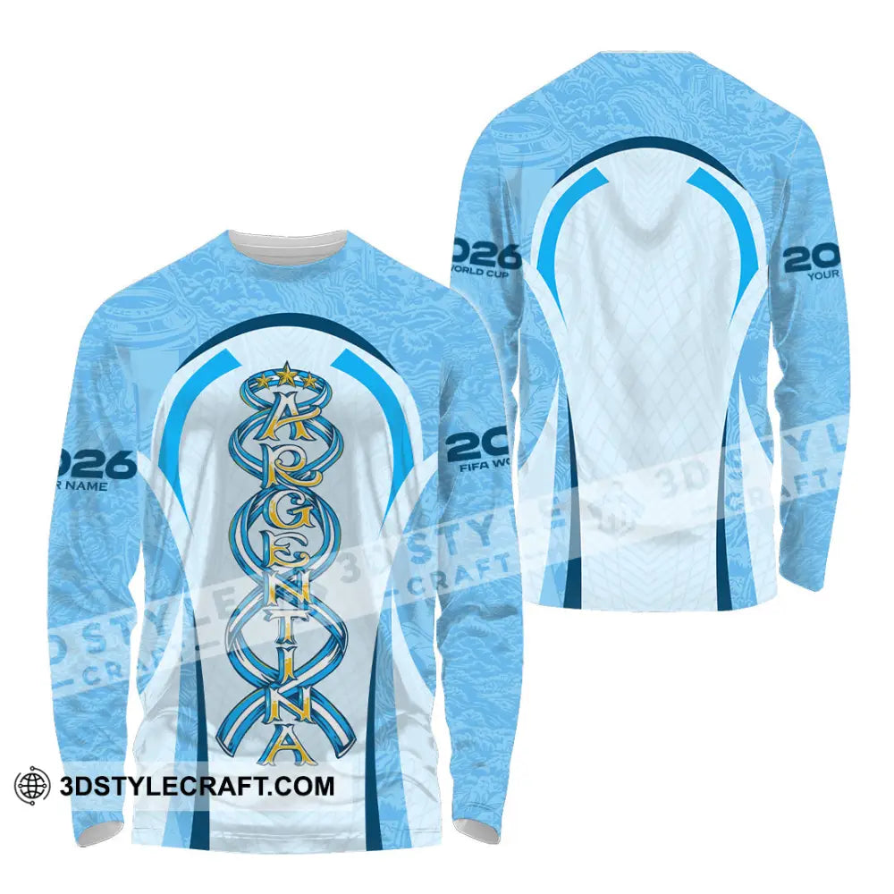 Unisex Shirt - Custom Argentina World Cup 2026 3D Shirt Long Sleeve Shirt / S T-shirt