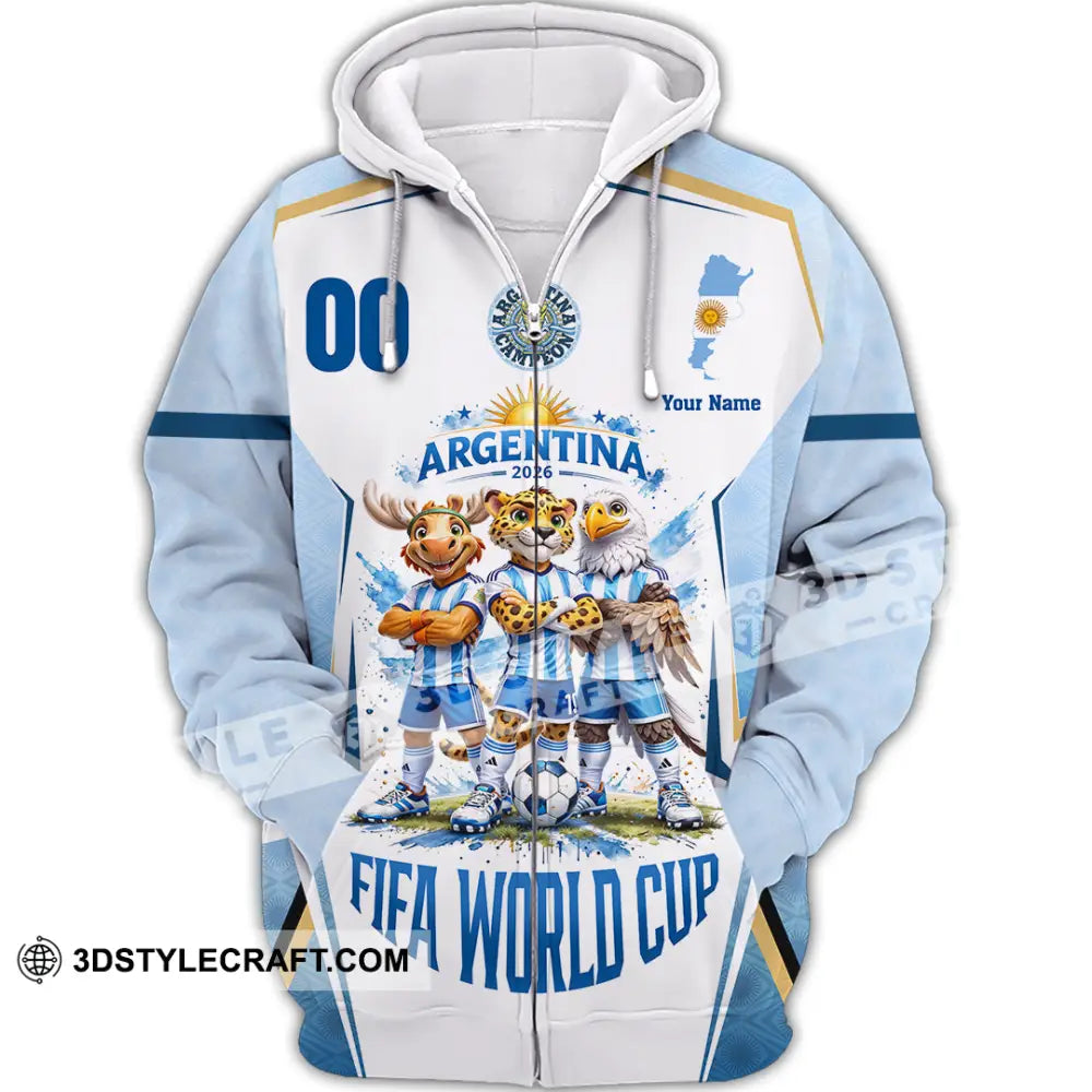Unisex Shirt - Custom Argentina World Cup 2026 3D Shirt - Zipper Hoodie / S - T-shirt