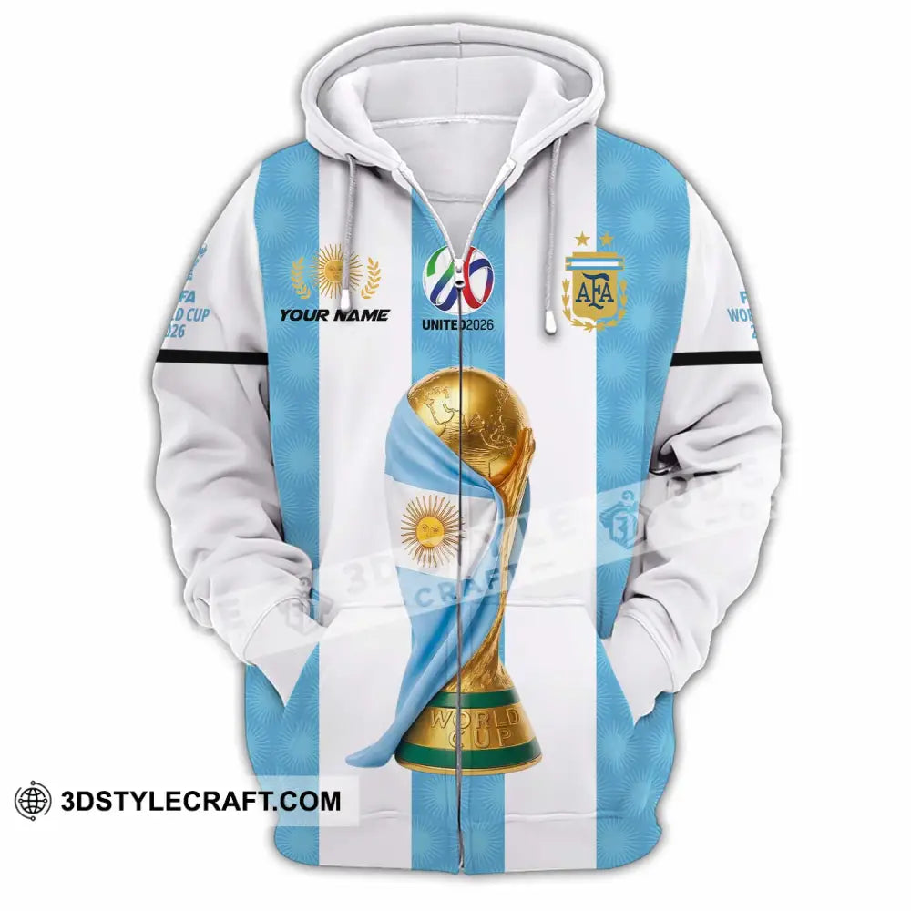 Unisex Shirt - Custom Argentina World Cup 2026 3D Shirt - Zipper Hoodie / S - T-shirt