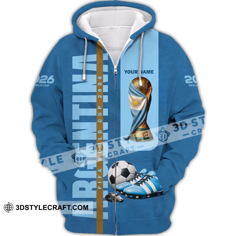 Unisex Shirt - Custom Argentina World Cup 2026 3D Shirt Zipper Hoodie / S T-shirt