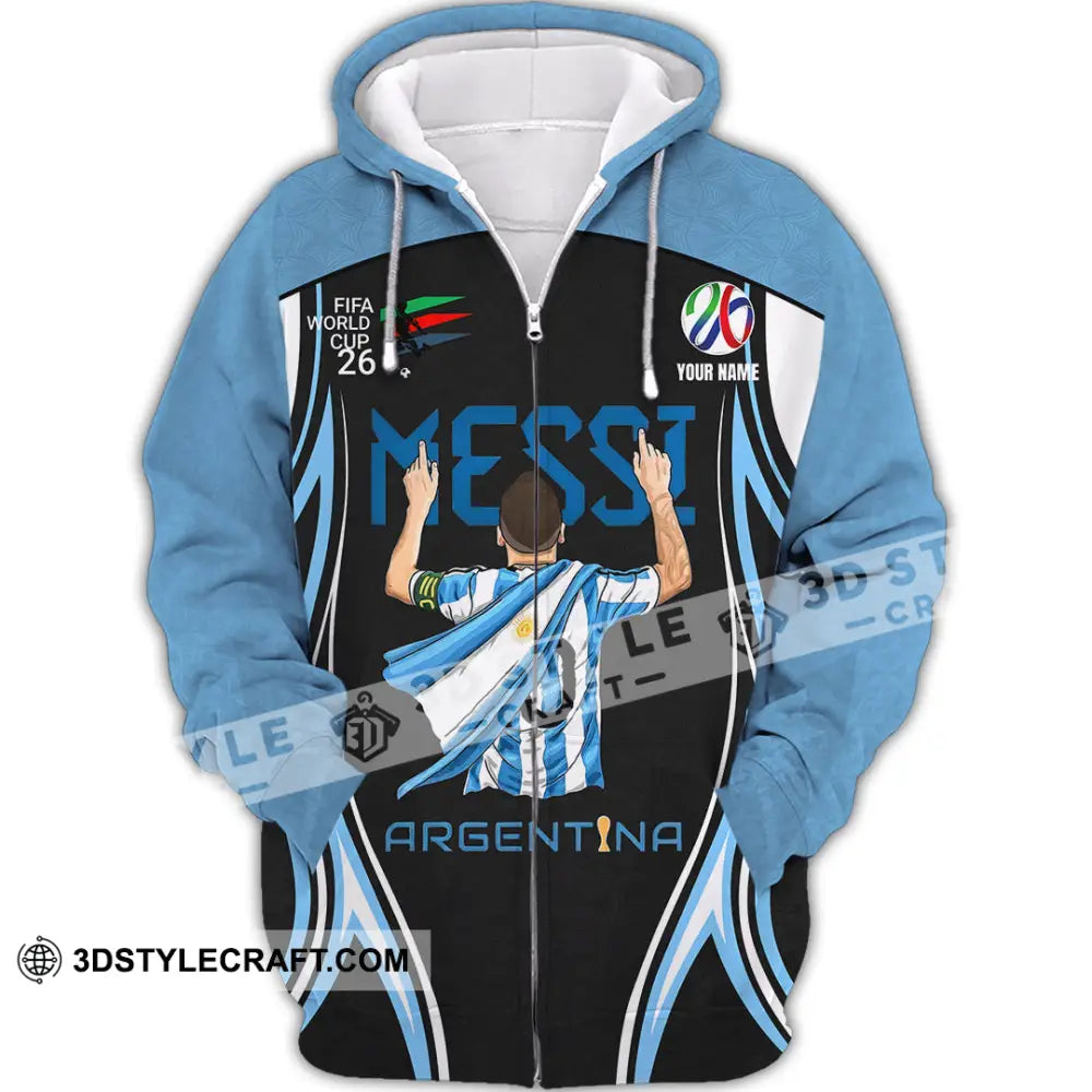 Unisex Shirt - Custom Argentina World Cup 2026 3D Shirt Zipper Hoodie / S T-shirt