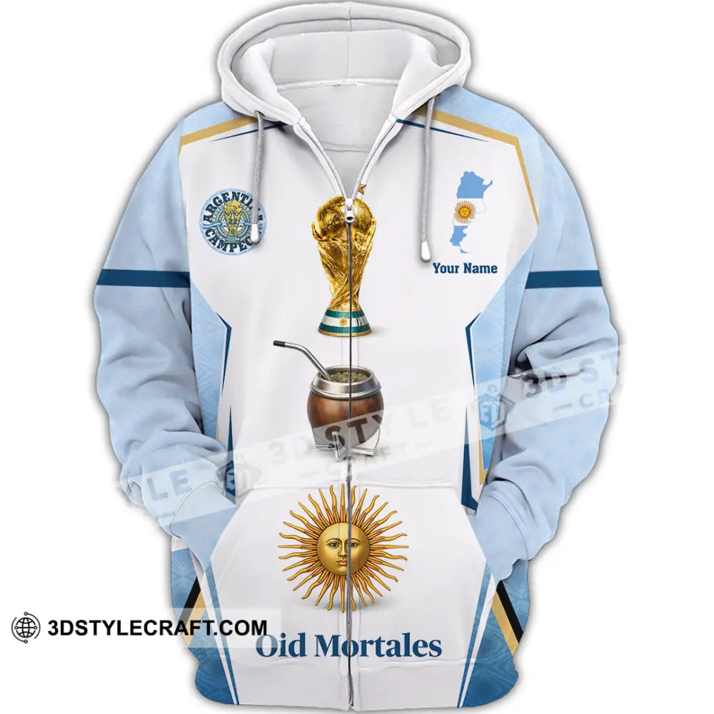 Unisex Shirt - Custom Argentina World Cup 2026 3D Shirt - Zipper Hoodie / S - T-shirt
