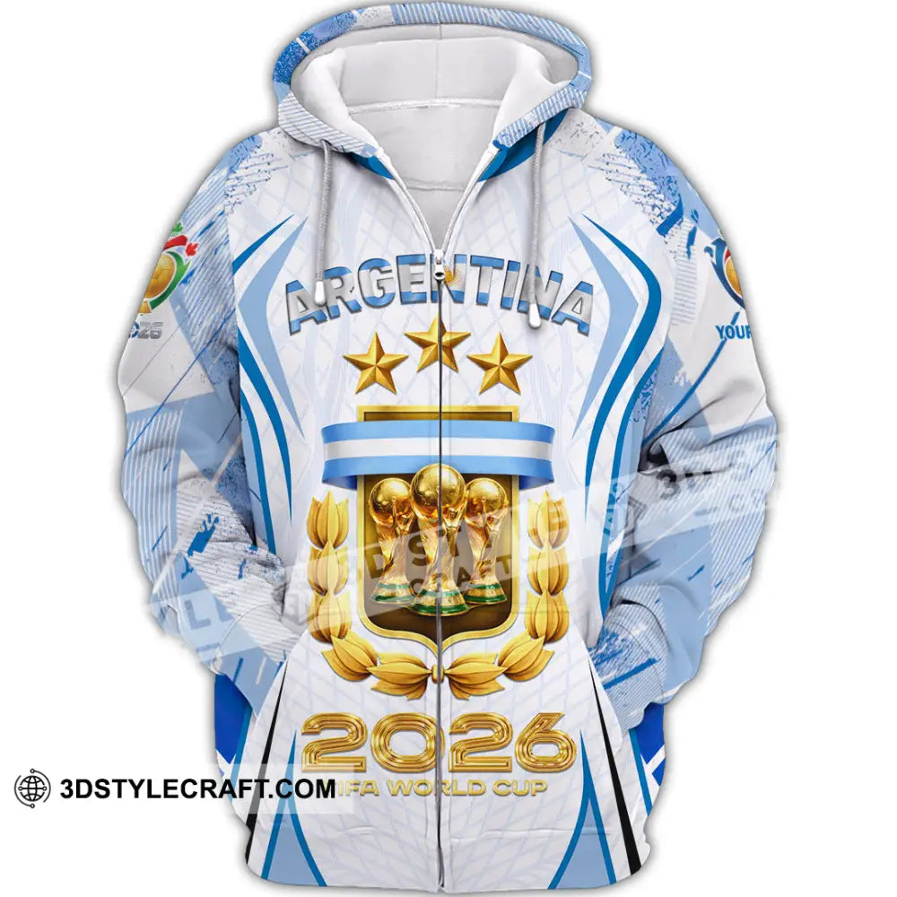 Unisex Shirt - Custom Argentina World Cup 2026 3D Shirt Zipper Hoodie / S T-shirt