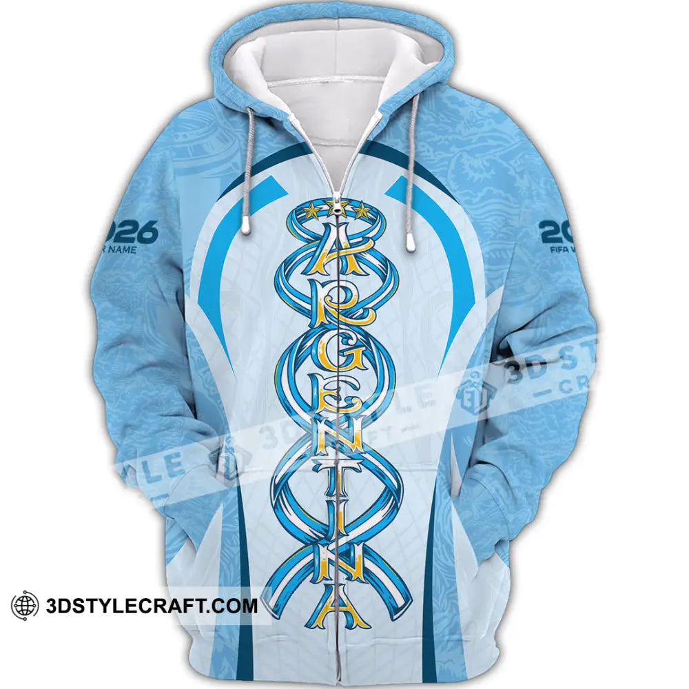 Unisex Shirt - Custom Argentina World Cup 2026 3D Shirt Zipper Hoodie / S T-shirt
