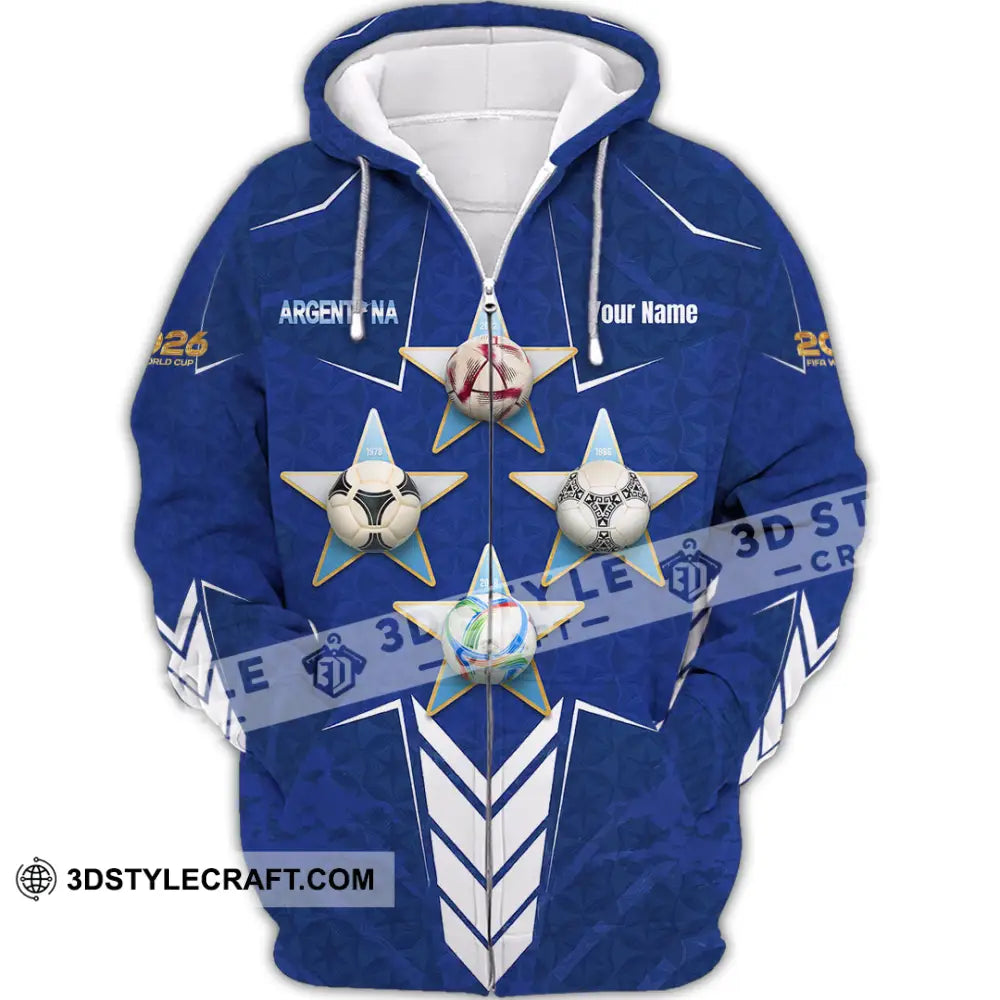 Unisex Shirt - Custom Argentina World Cup 2026 3D Shirt Zipper Hoodie / S T-shirt