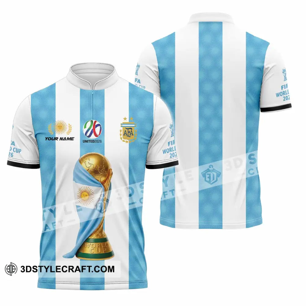 Unisex Shirt - Custom Argentina World Cup 2026 3D Shirt - Zipper Polo Shirt / S - T-shirt