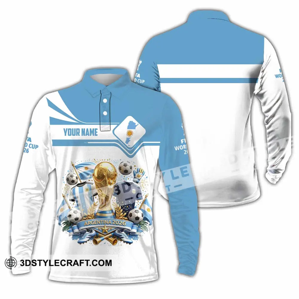 Unisex Shirt - Custom Argentina World Cup 2026 Shirt - Long Sleeve Polo / S - T-shirt