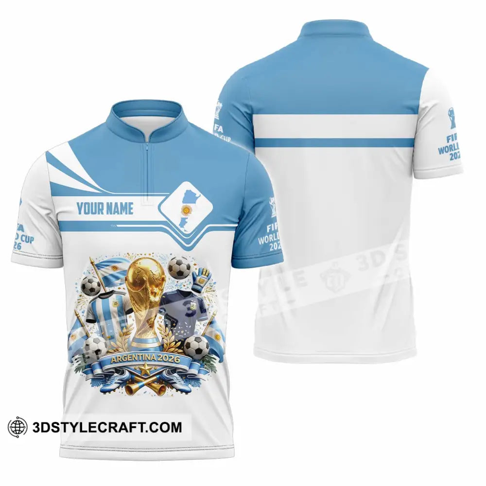 Unisex Shirt - Custom Argentina World Cup 2026 Shirt - Zipper Polo Shirt / S - T-shirt