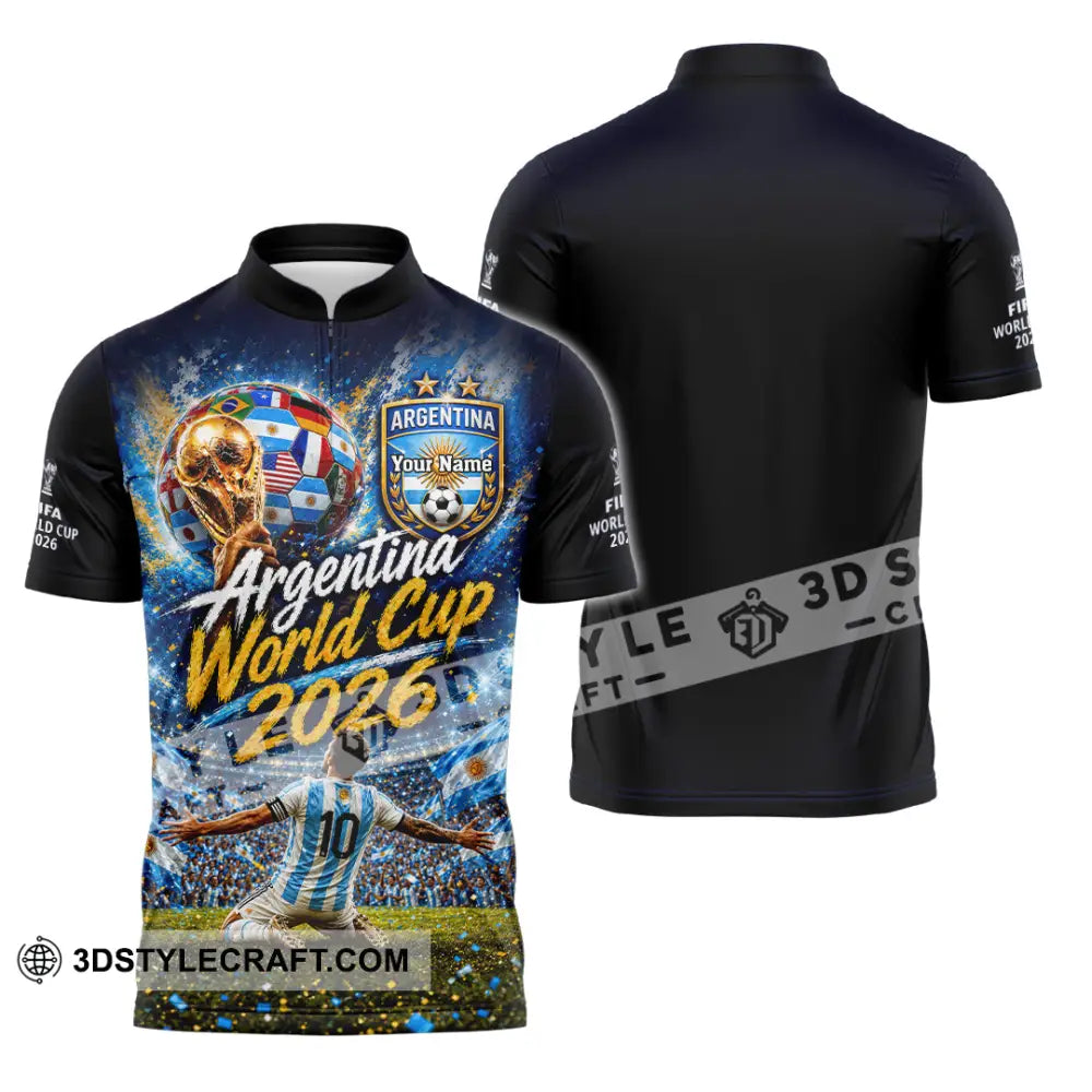 Unisex Shirt - Custom Argentina World Cup 2026 Shirt - Zipper Polo Shirt / S - T-shirt