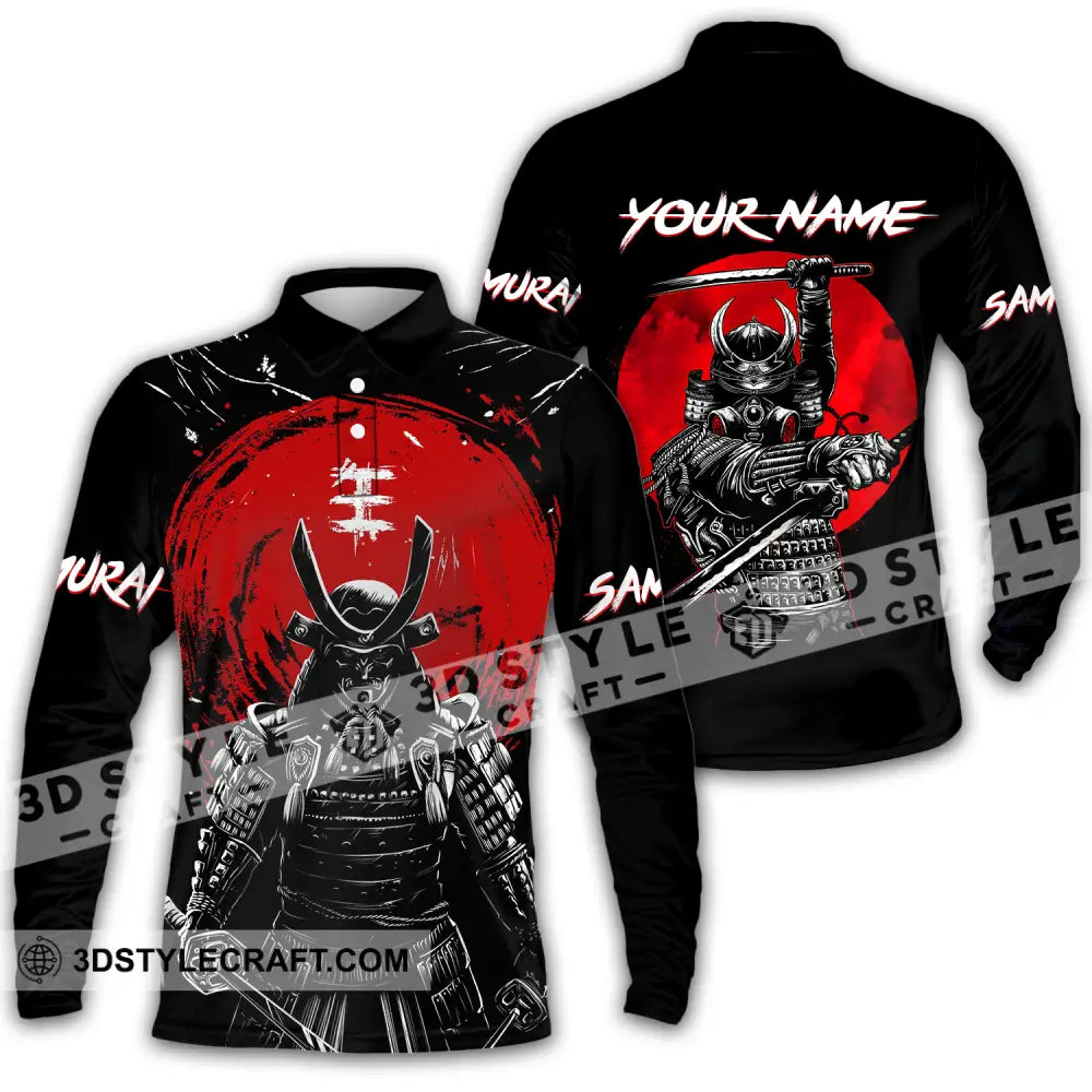 Unisex Shirt - Custom Armor Samurai Name Long Sleeve Polo / S T-Shirt