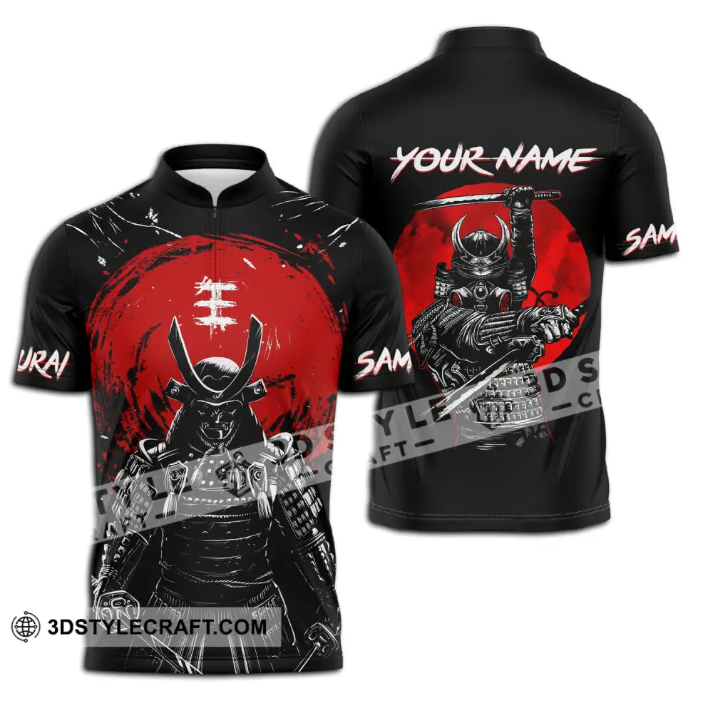 Unisex Shirt - Custom Armor Samurai Name Zipper Polo / S T-Shirt