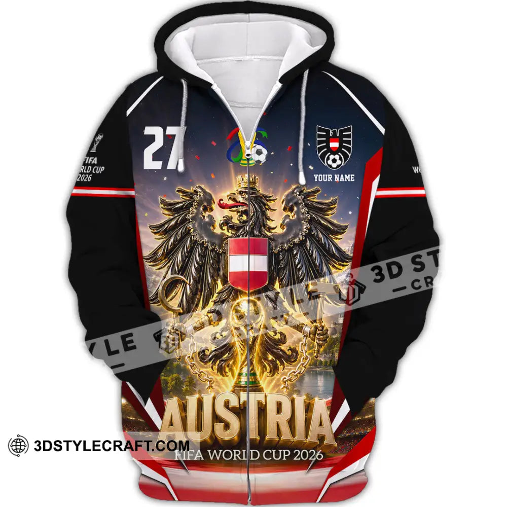Unisex Shirt - Custom Austria World Cup 2026 Shirt - Zipper Hoodie / S - T-shirt