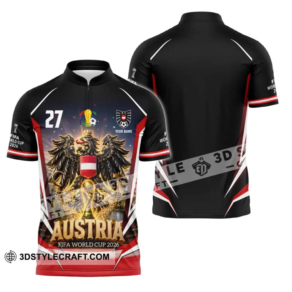 Unisex Shirt - Custom Austria World Cup 2026 Shirt - Zipper Polo Shirt / S - T-shirt