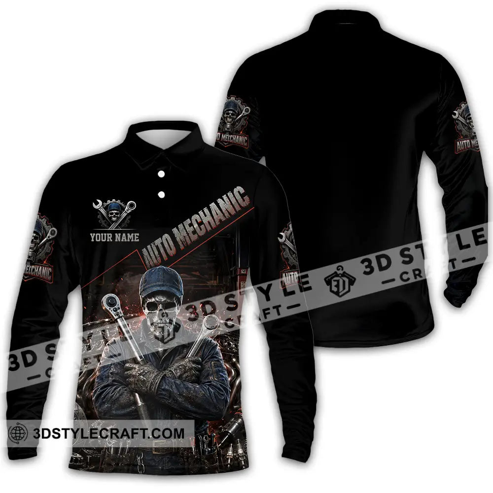 Unisex Shirt - Custom Auto Mechanic Shirt - Long Sleeve Polo / S - T-shirt