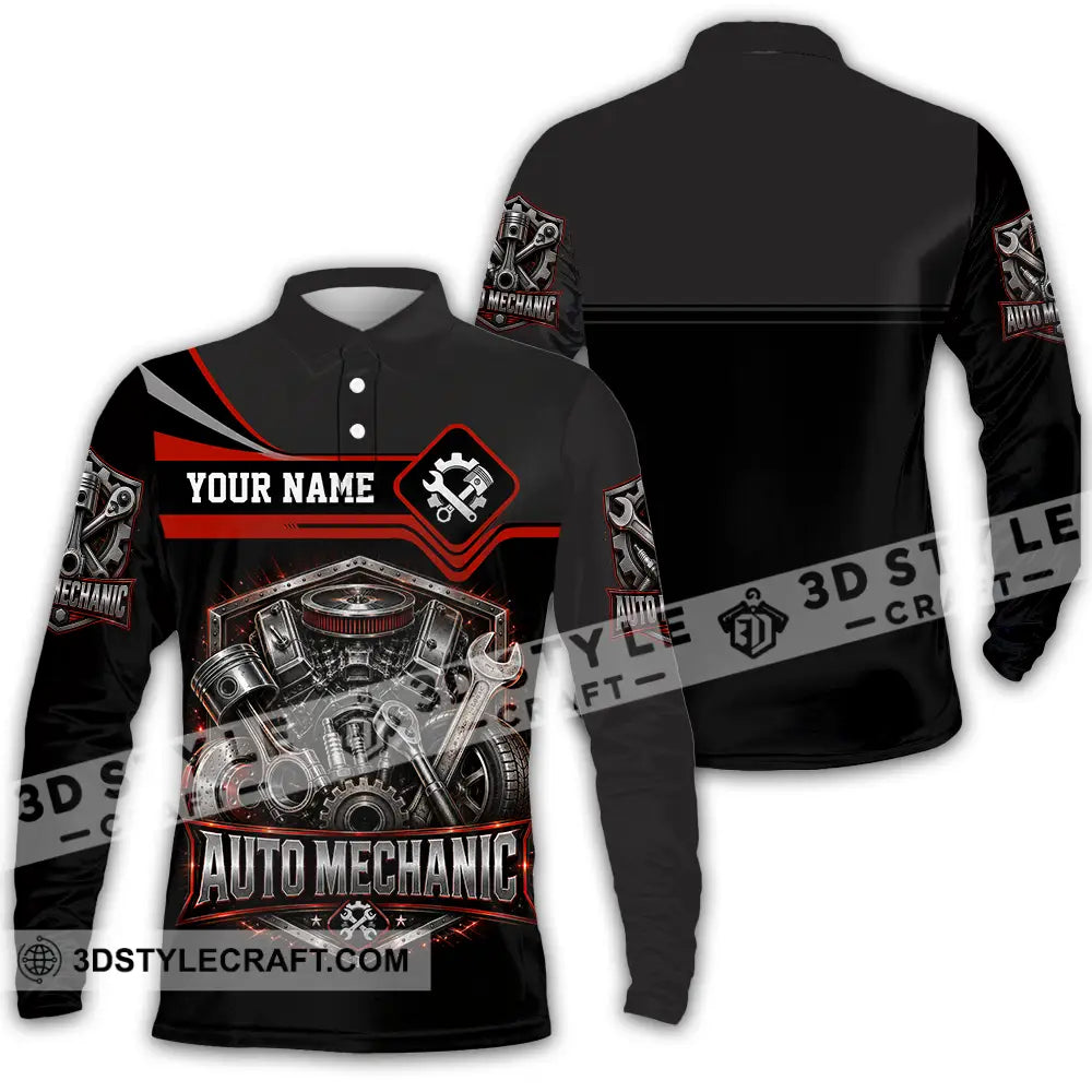Unisex Shirt - Custom Auto Mechanic Shirt - Long Sleeve Polo / S - T-shirt