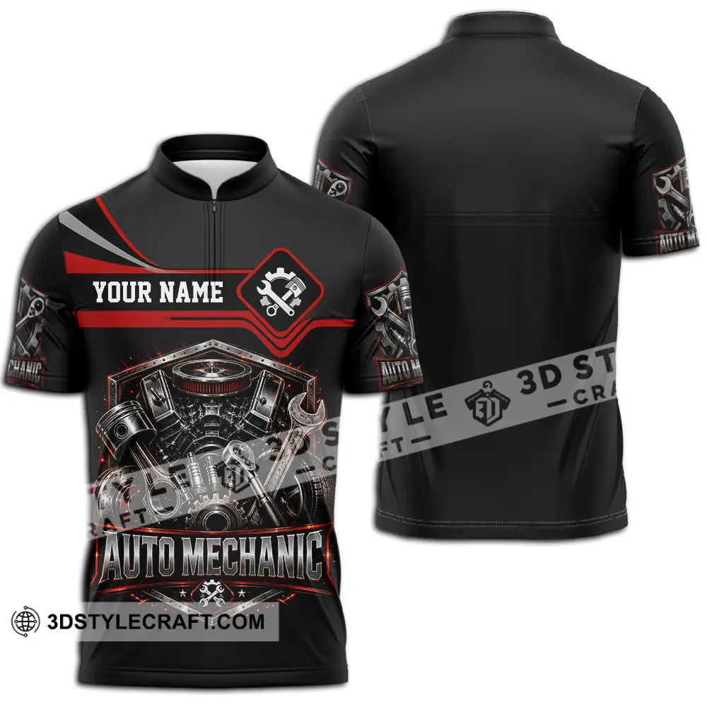 Unisex Shirt - Custom Auto Mechanic Shirt - Zipper Polo Shirt / S - T-shirt