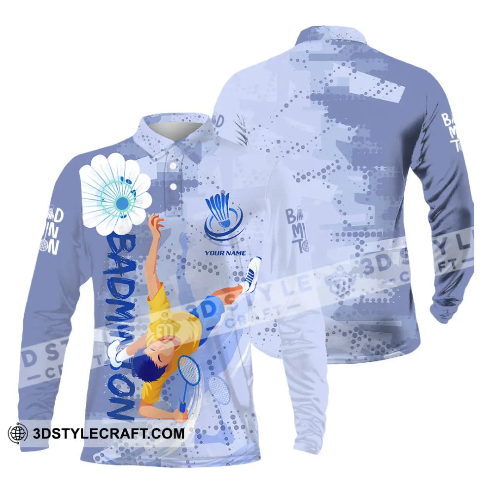 Unisex Shirt - Custom Badminton 3D Shirt Long Sleeve Polo / S T-shirt