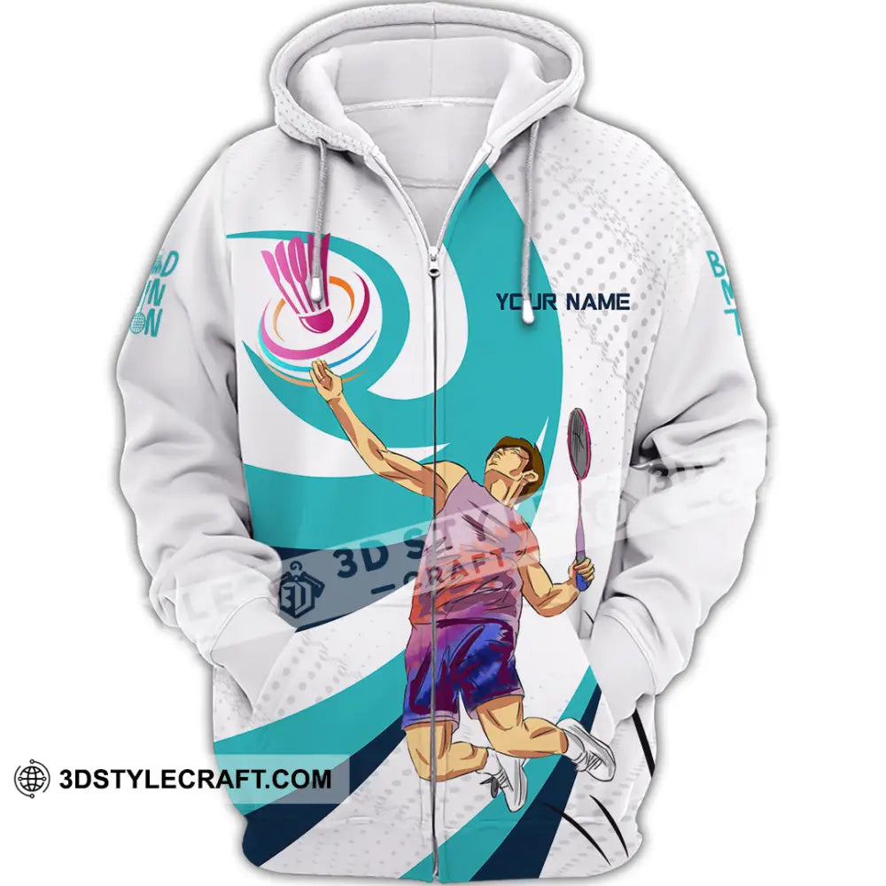 Unisex Shirt - Custom Badminton 3D Shirt Zipper Hoodie / S T-shirt