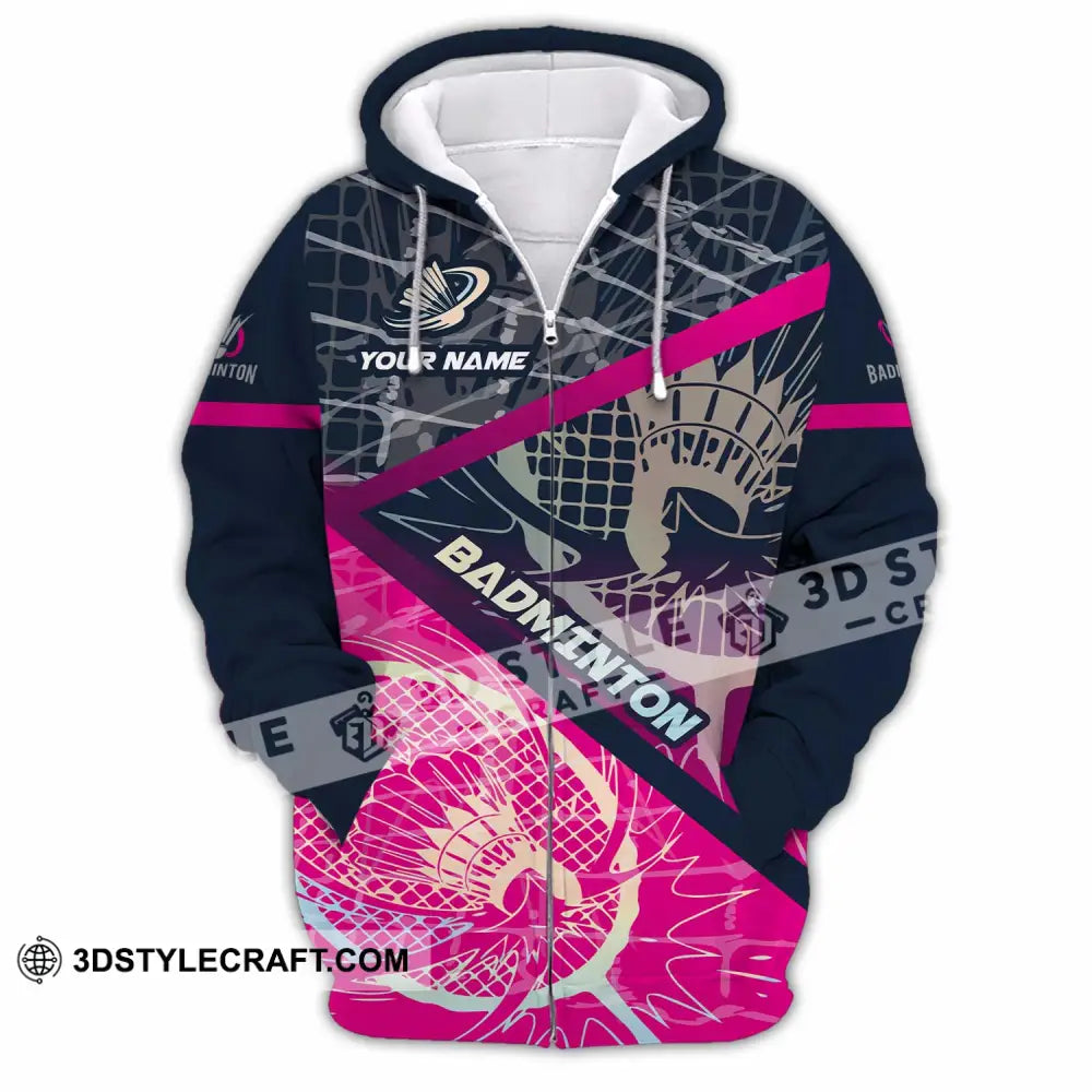 Unisex Shirt - Custom Badminton 3D Shirt Zipper Hoodie / S T-shirt