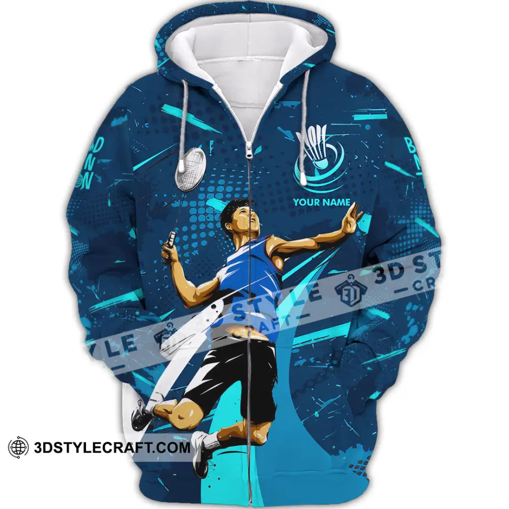 Unisex Shirt - Custom Badminton 3D Shirt Zipper Hoodie / S T-shirt