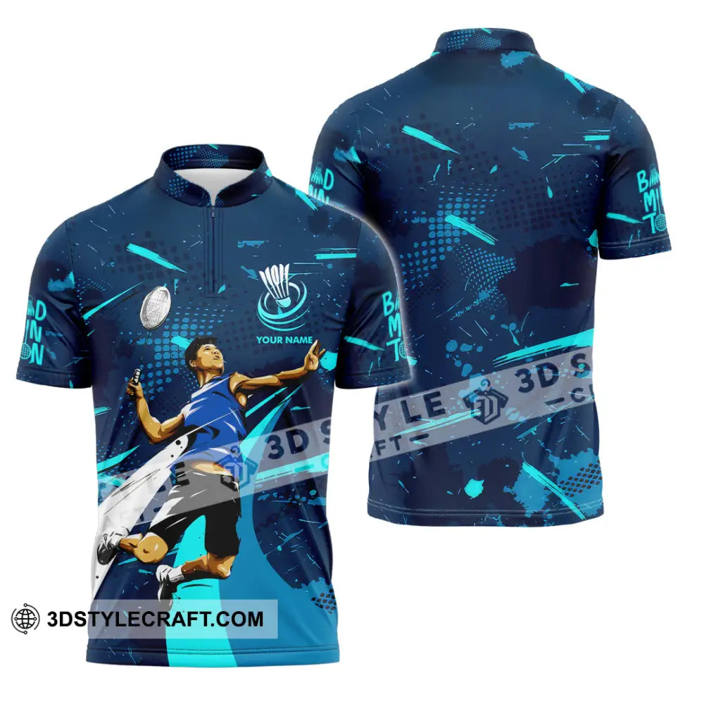 Unisex Shirt - Custom Badminton 3D Shirt Zipper Polo Shirt / S T-shirt