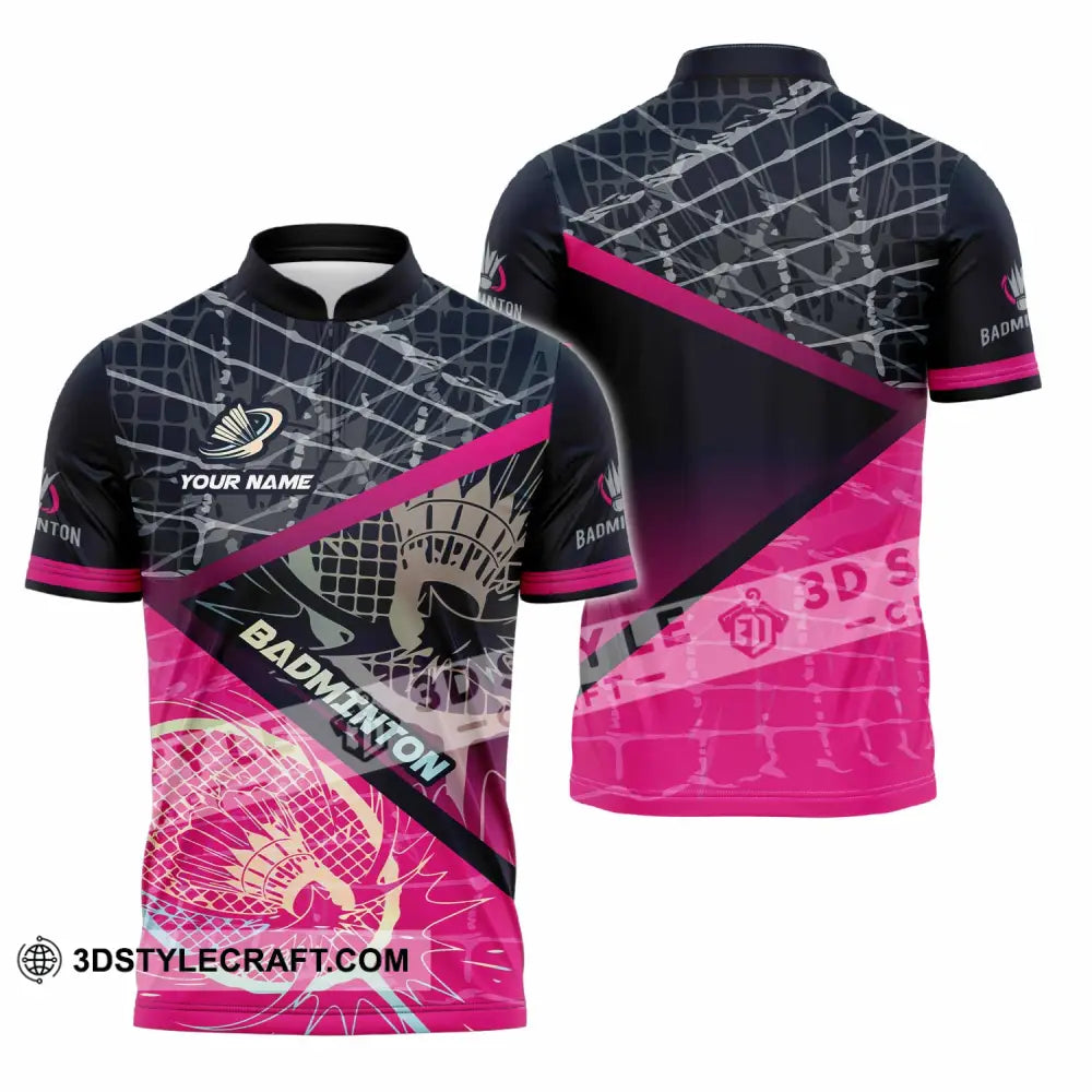 Unisex Shirt - Custom Badminton 3D Shirt Zipper Polo Shirt / S T-shirt