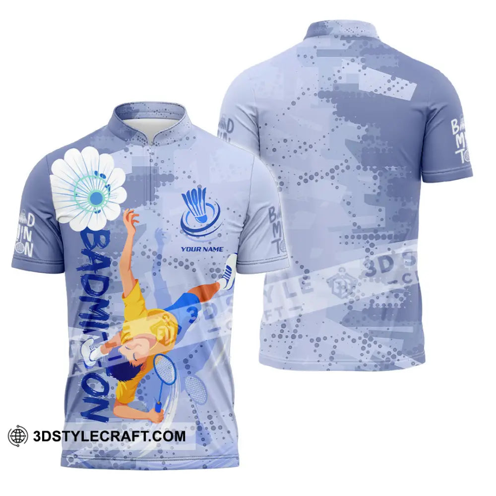 Unisex Shirt - Custom Badminton 3D Shirt Zipper Polo Shirt / S T-shirt