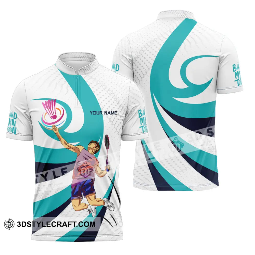 Unisex Shirt - Custom Badminton 3D Shirt Zipper Polo Shirt / S T-shirt