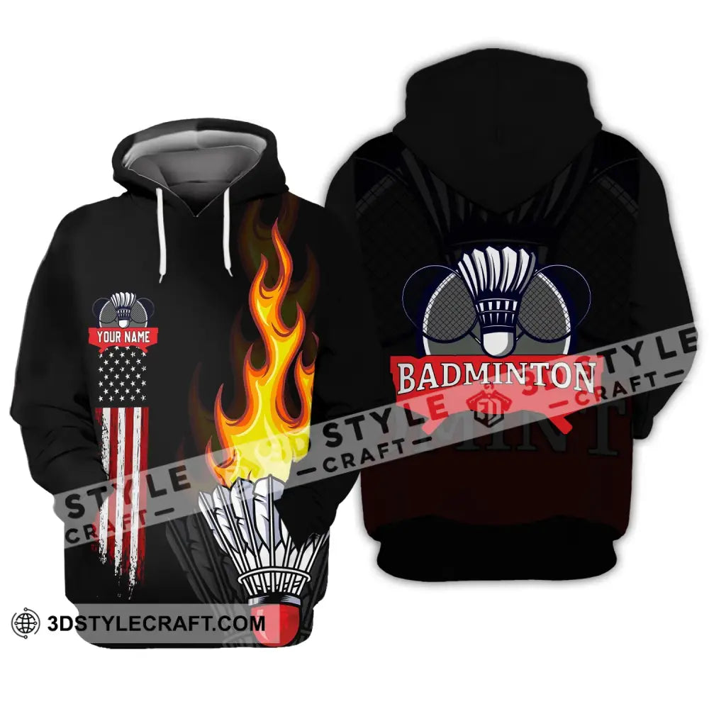 Unisex Shirt - Custom Badminton Name T-Shirt Fire Clothing Hoodie / S T-Shirt