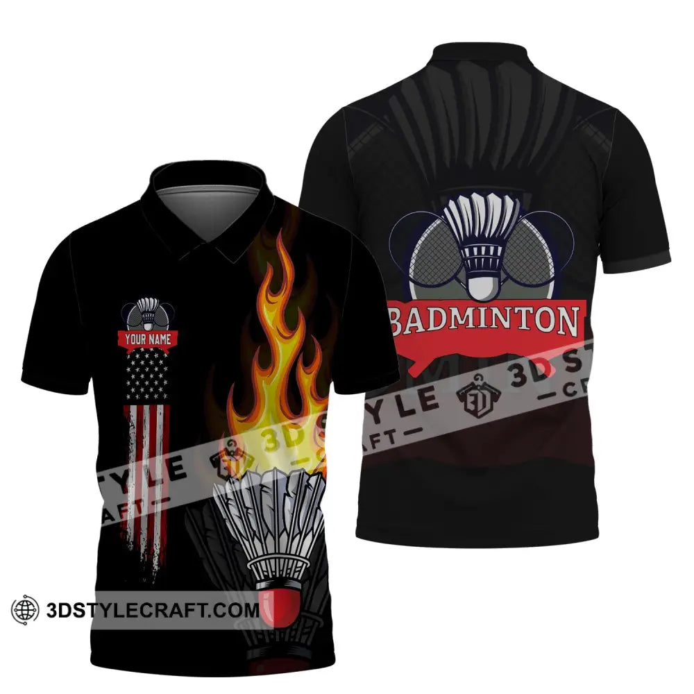 Unisex Shirt - Custom Badminton Name T-Shirt Fire Clothing Polo / S T-Shirt