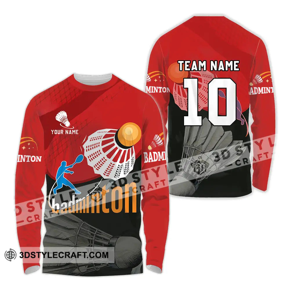 Unisex Shirt - Custom Badminton Player Shirt Long Sleeve Shirt / S T-shirt