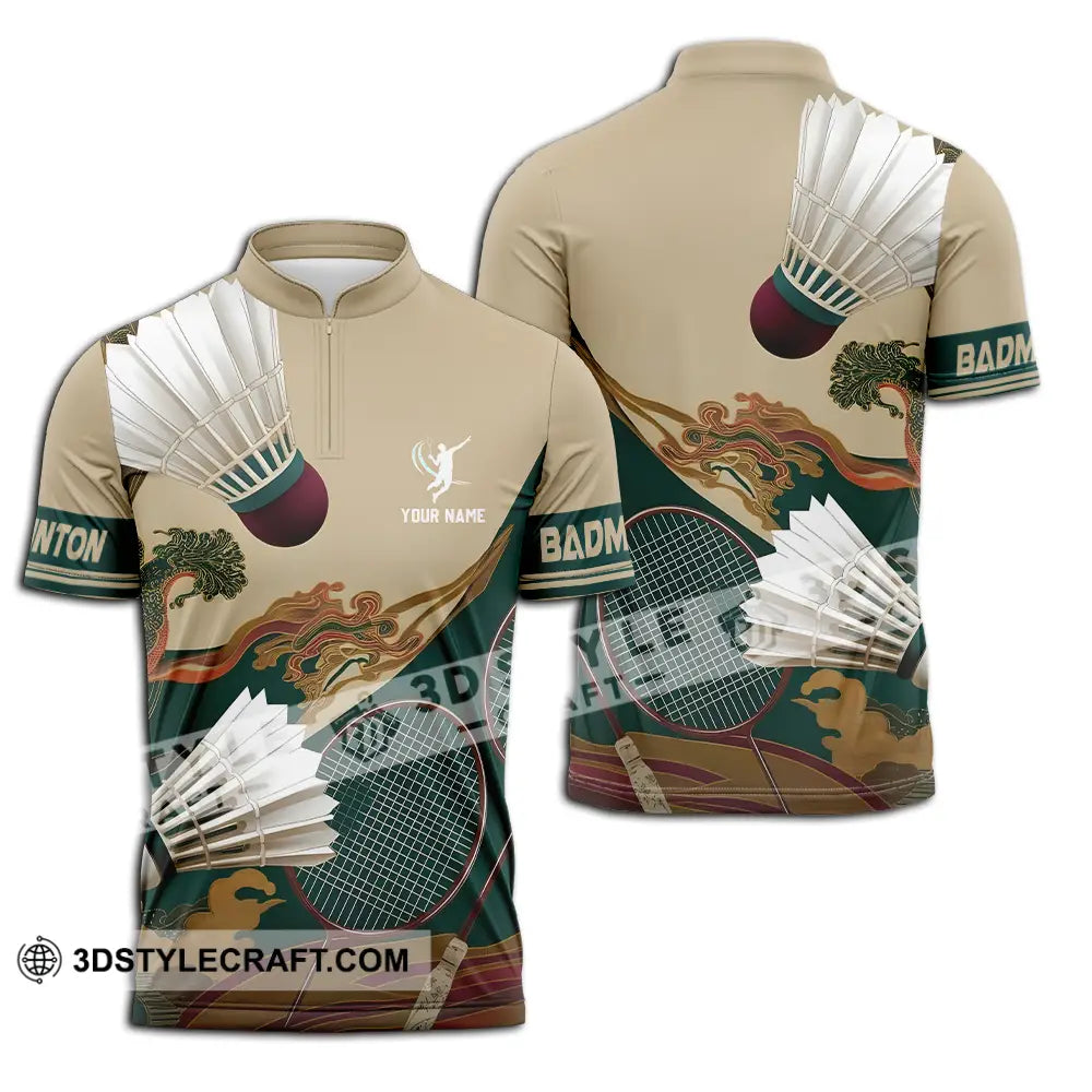 Unisex Shirt Custom Badminton Sport Shirt Zipper Polo Shirt / S T shirt
