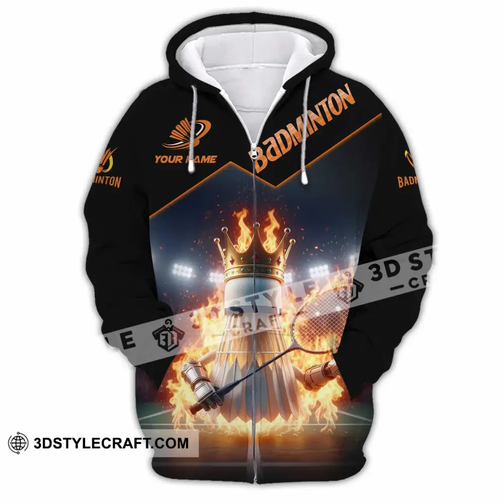 Unisex Shirt - Custom Badminton Sports Shirt Zipper Hoodie / S T-shirt