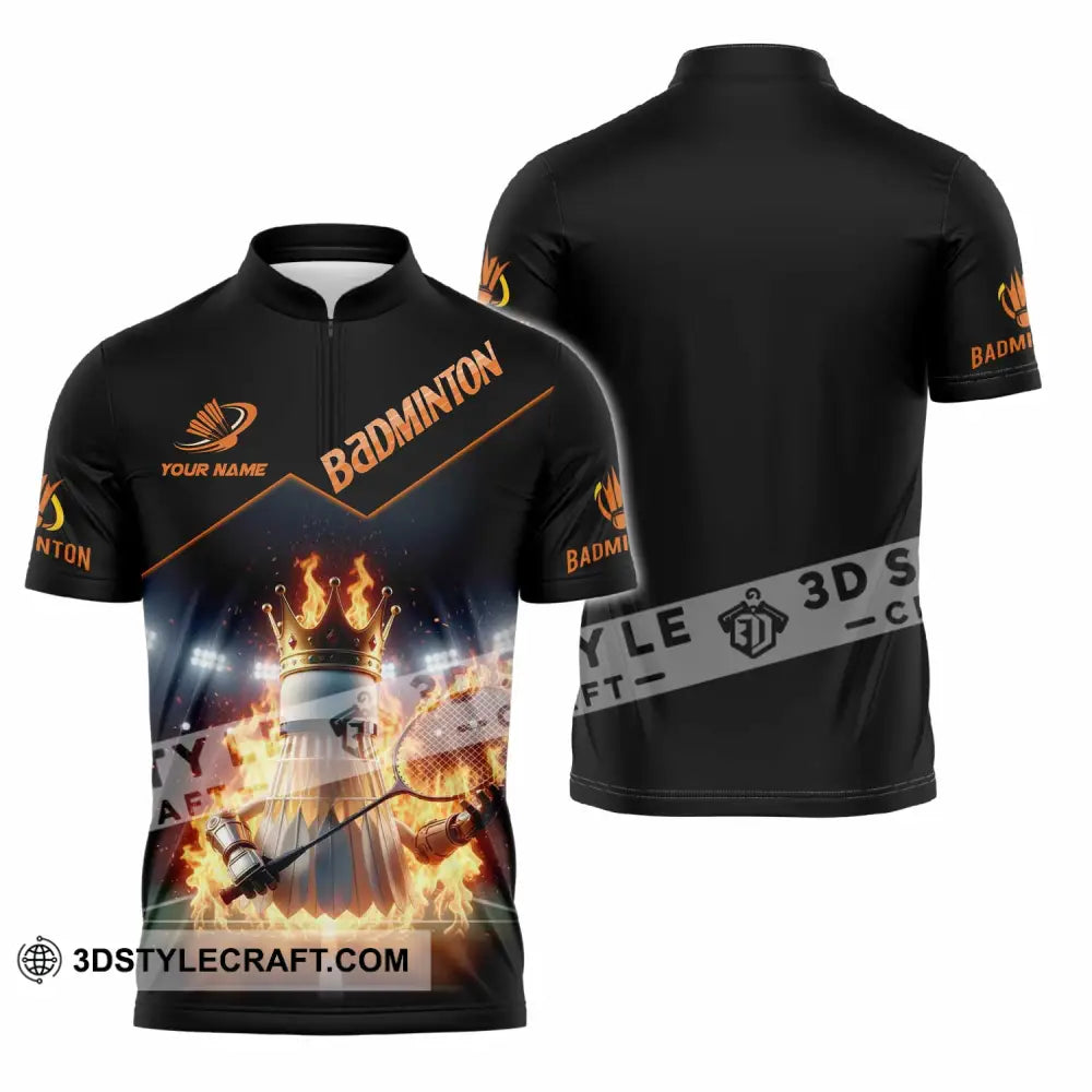 Unisex Shirt - Custom Badminton Sports Shirt Zipper Polo Shirt / S T-shirt
