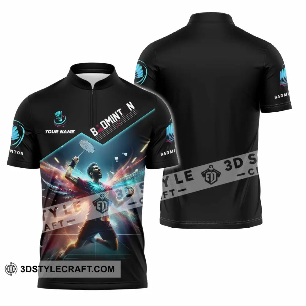 Unisex Shirt - Custom Badminton Shirt - Zipper Polo Shirt / S - T-shirt