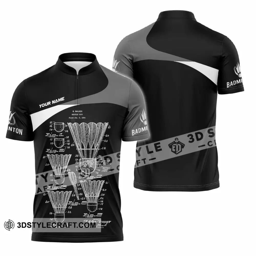 Unisex Shirt - Custom Badminton Shirt - Zipper Polo Shirt / S - T-shirt
