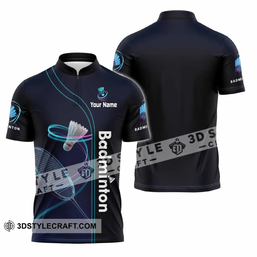 Unisex Shirt - Custom Badminton Shirt - Zipper Polo Shirt / S - T-shirt