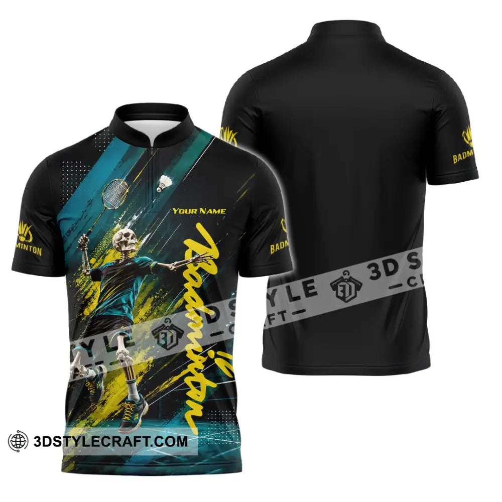 Unisex Shirt - Custom Badminton Shirt - Zipper Polo Shirt / S - T-shirt