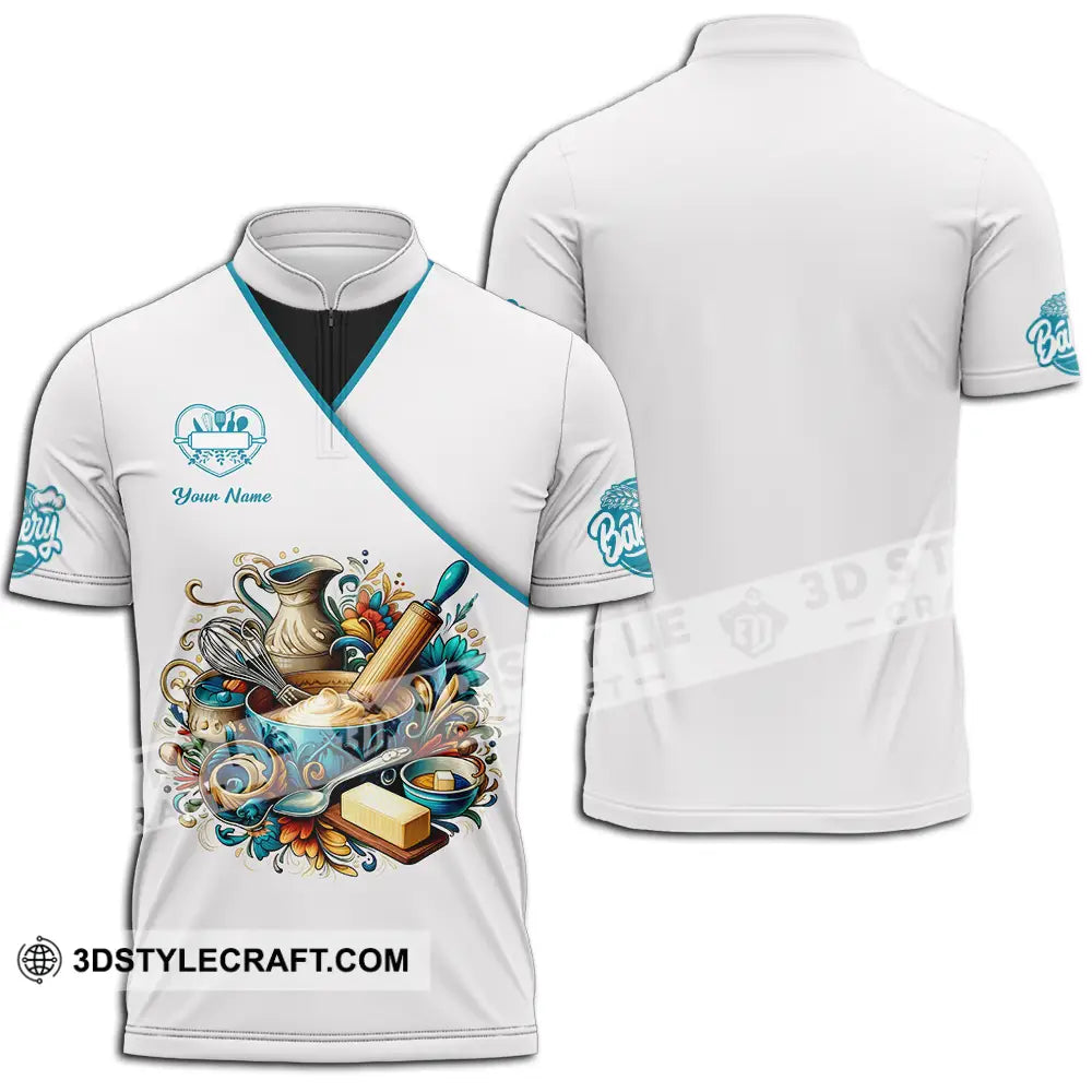 Unisex Shirt - Custom Bakery 3D Shirt - Zipper Polo Shirt / S - T-shirt