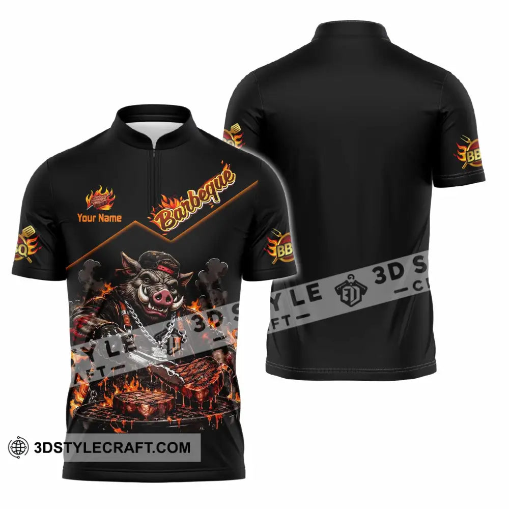 Unisex Shirt - Custom Barbeque Shirt - Zipper Polo Shirt / S - T-shirt