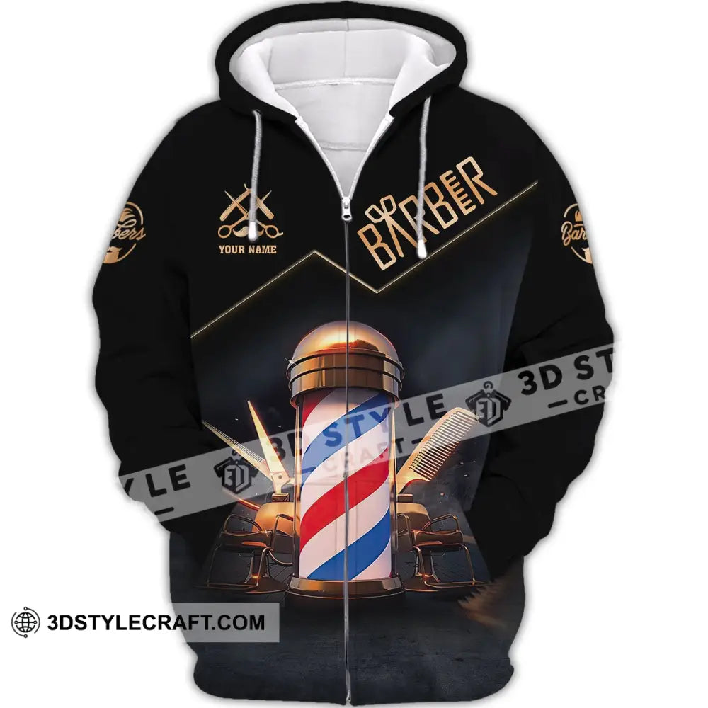 Unisex Shirt Custom Barber Personalized Name For Hairstylists Zipper Hoodie / S T-Shirt