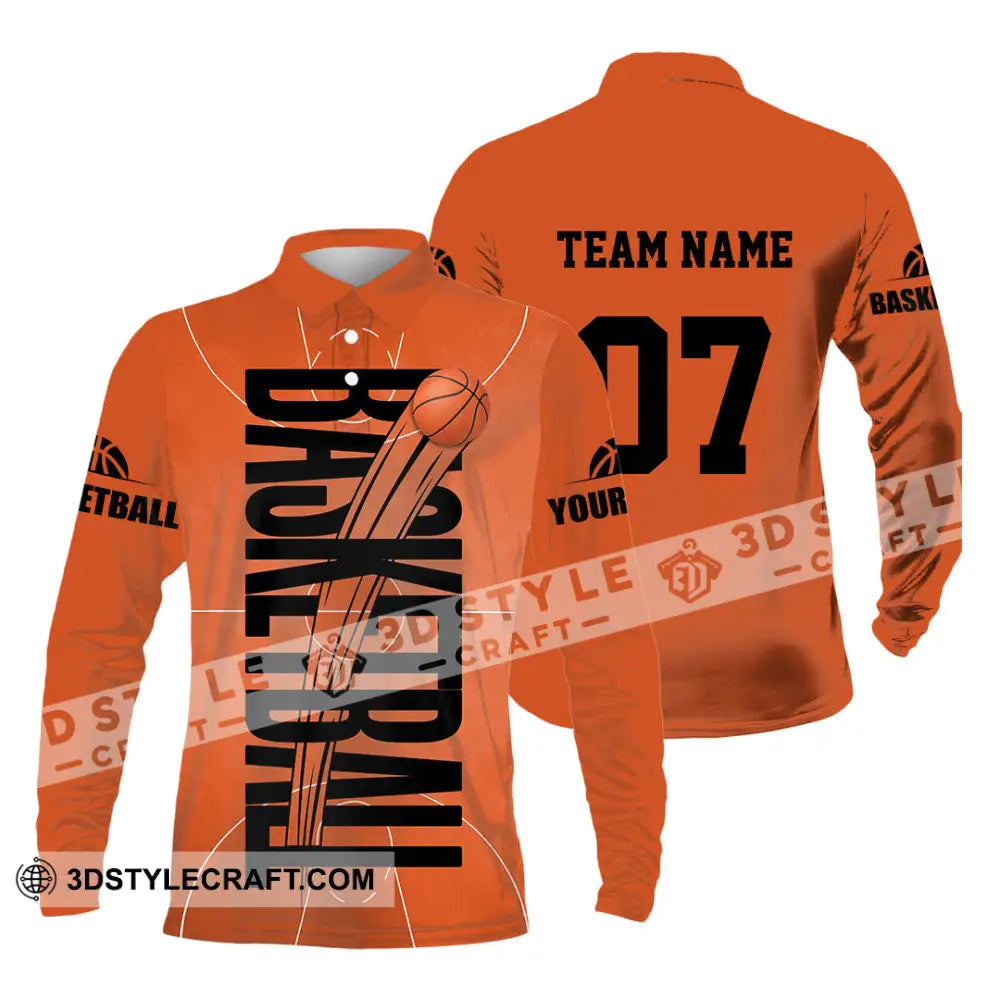 Unisex Shirt - Custom Basketball Orange Shirt Long Sleeve Polo / S T-shirt
