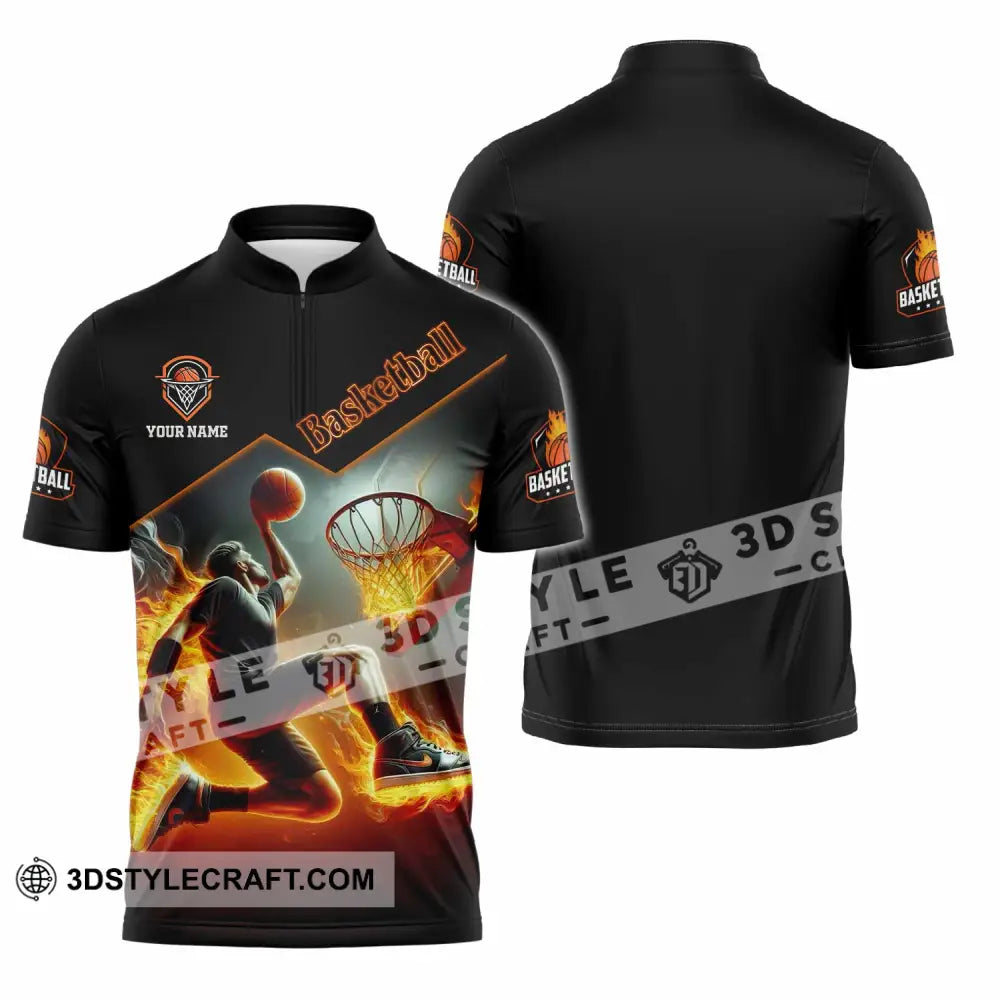 Unisex Shirt - Custom Basketball Player Shirt Zipper Polo Shirt / S T-shirt