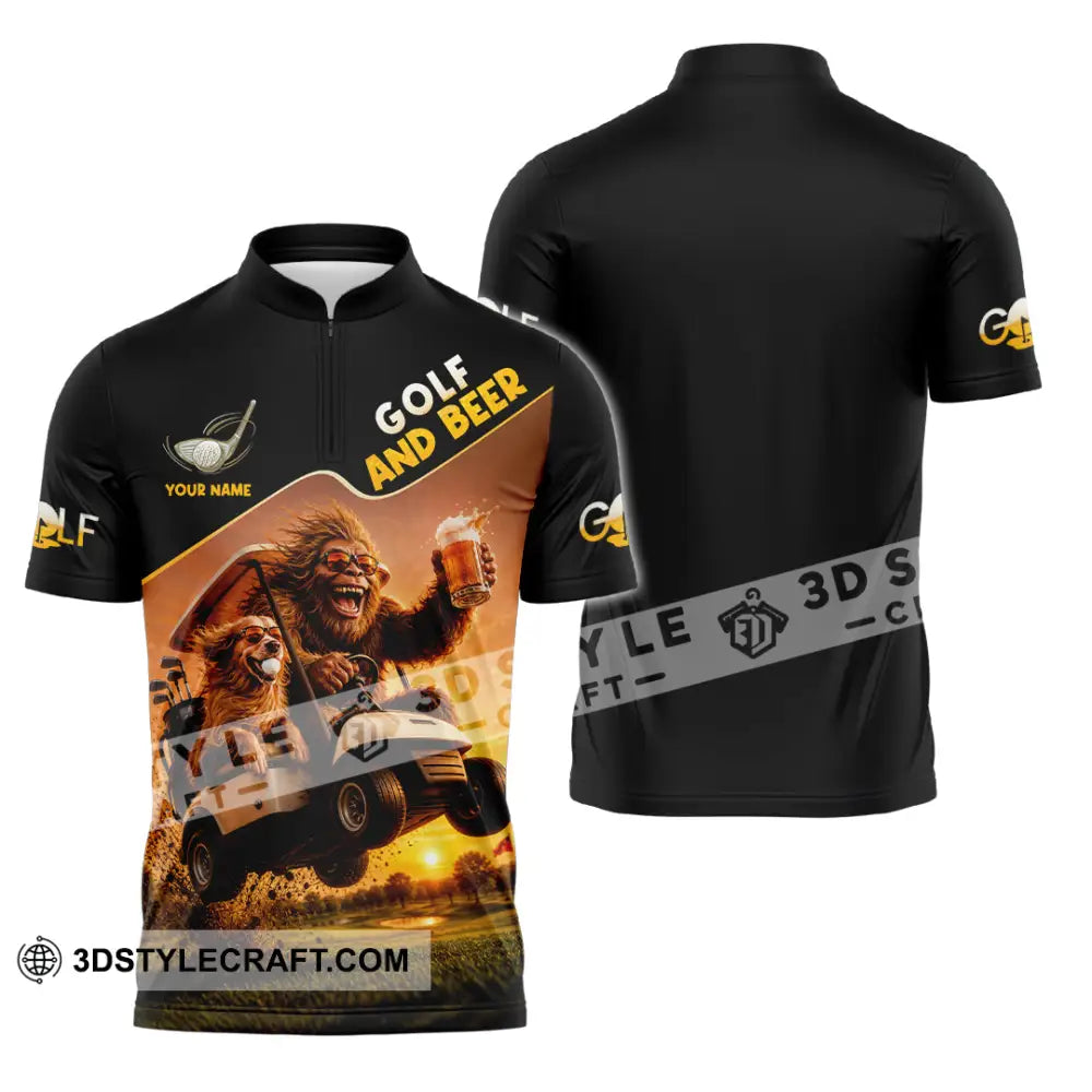 Unisex Shirt - Custom Beer And Golf Shirt - Zipper Polo Shirt / S - T-shirt