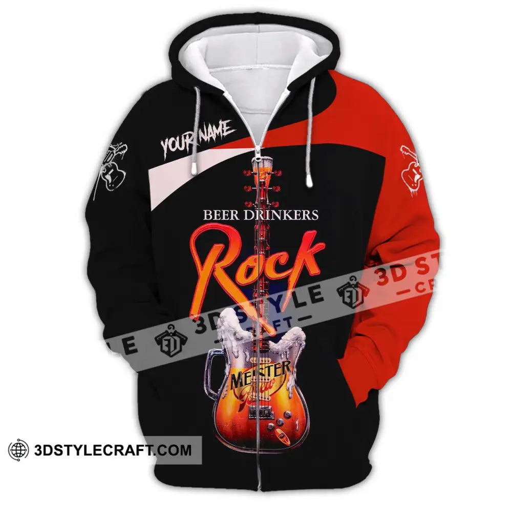 Unisex Shirt - Custom Beer Drinkers And Rock 3D Shirt Zipper Hoodie / S T-shirt