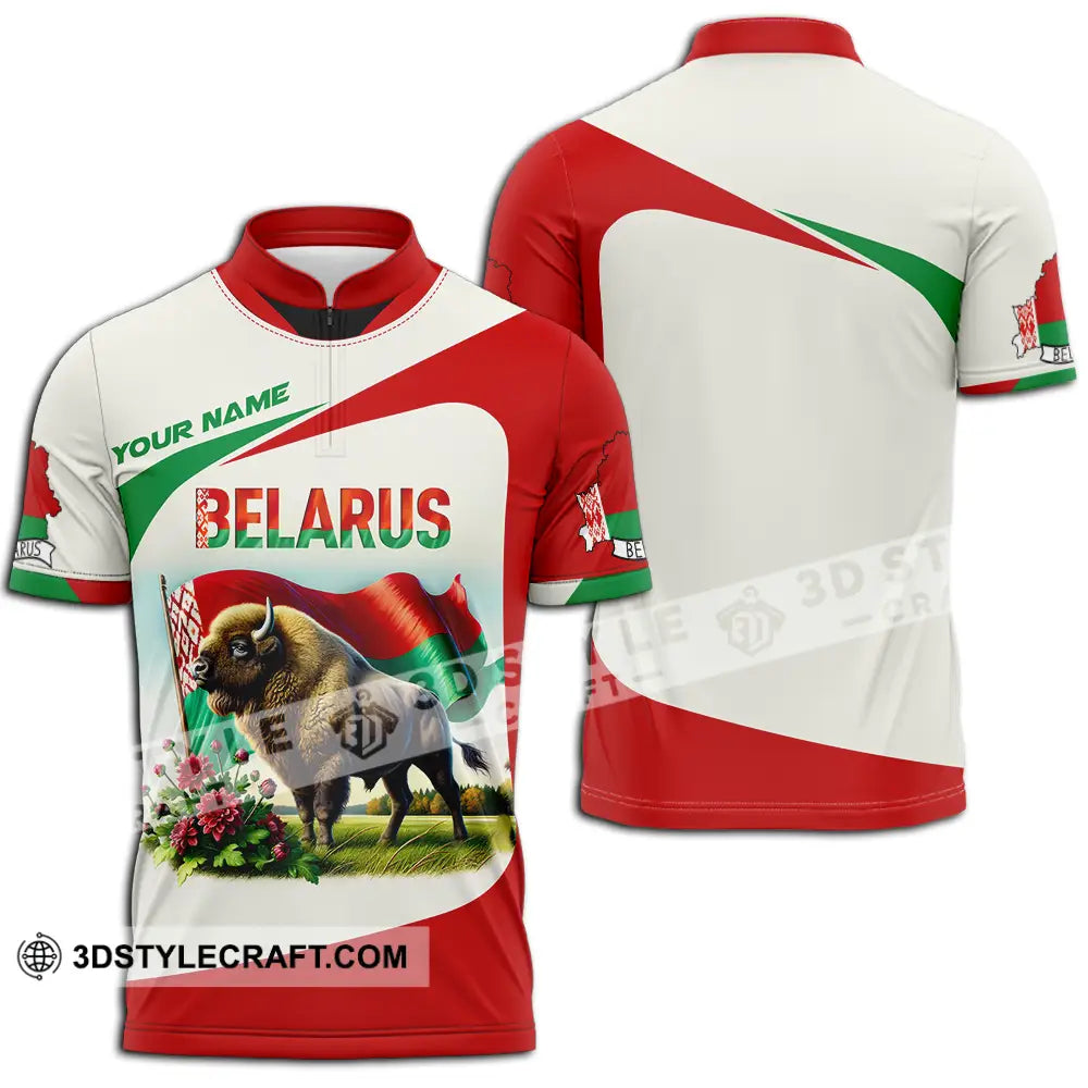 Unisex Shirt Custom Belarus Shirt Zipper Polo Shirt / S T shirt